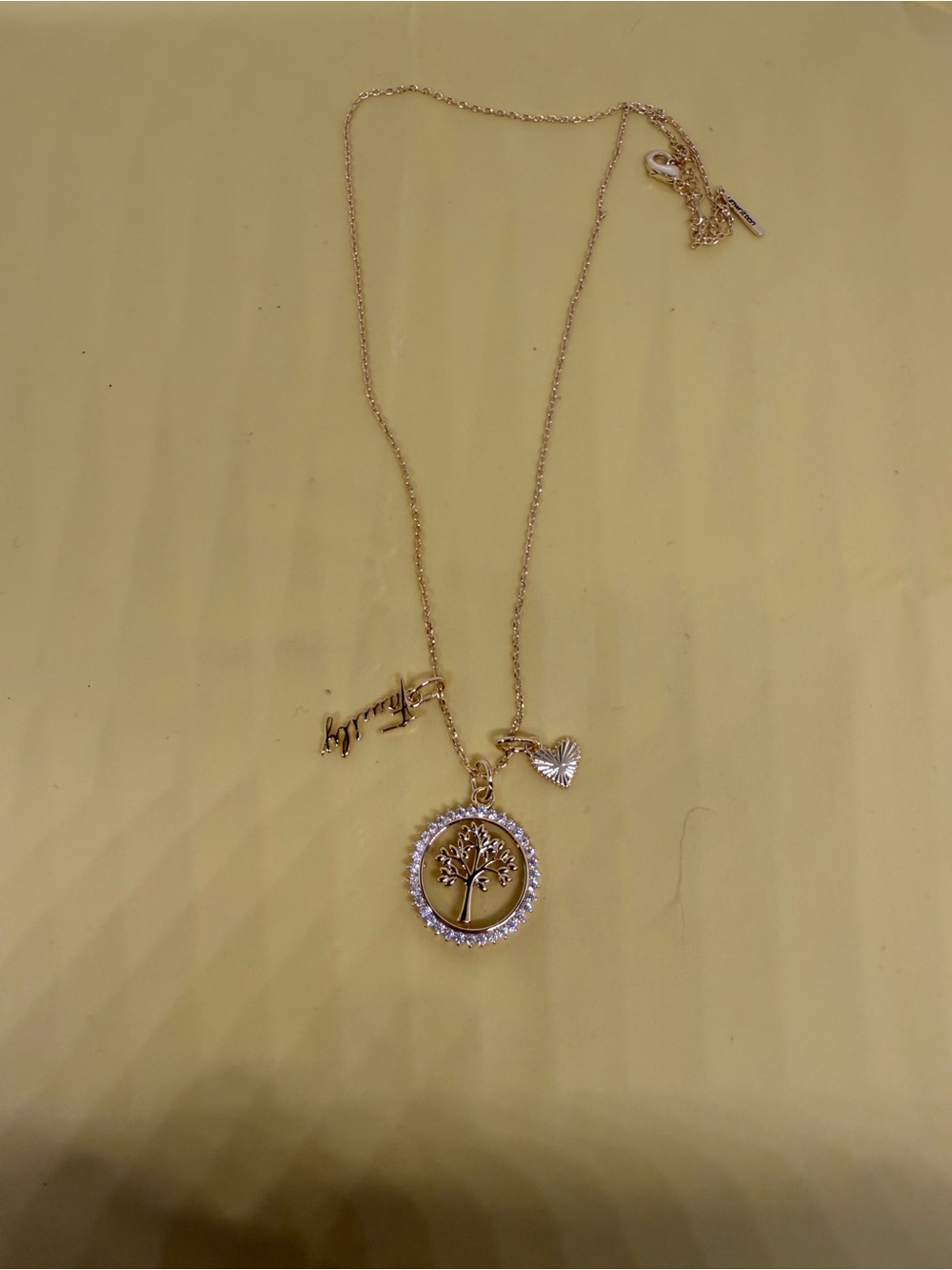 Unwritten Family Tree of Life Gold Tone Charm Necklace
